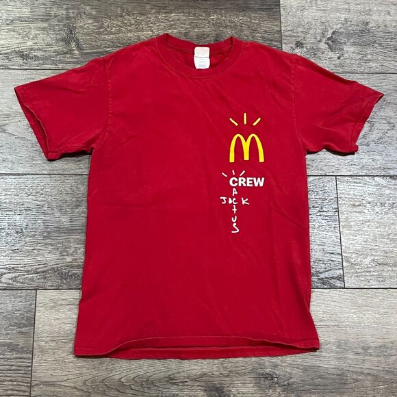 Travis Scott Cactus Jack McDonald’s Crew Tee Red Small Employee Exclusive 2020 - Picture 1 of 6